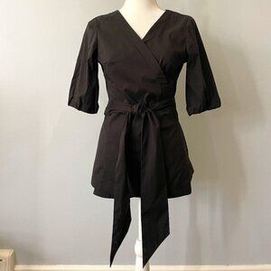 Banana Republic Women's Black Belted Wrap Top Shirt Size M